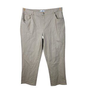 CJ Banks Boot Cut Pants Plus Size 18W 18 38" Waist Khaki Tan Beige Denim Canvas